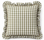 Allegria - capa de almofada xadrez com babado verde