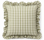 Allegria - capa de almofada xadrez com babado verde