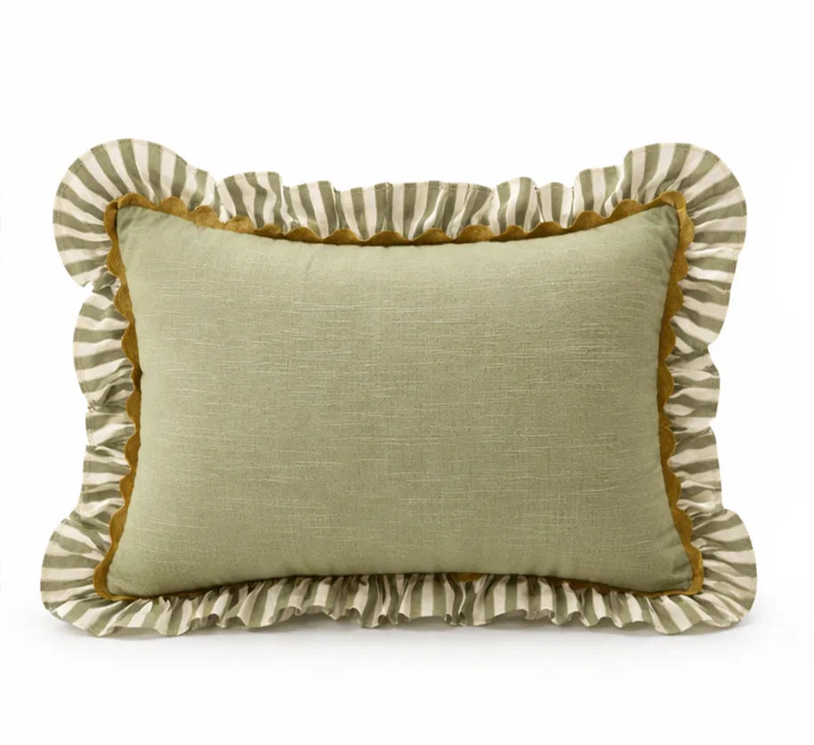 Allegria - capa de almofada retângular com babado verde