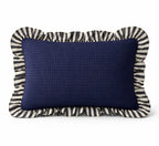 Allegria - capa de almofada retângular com babado azul marinho