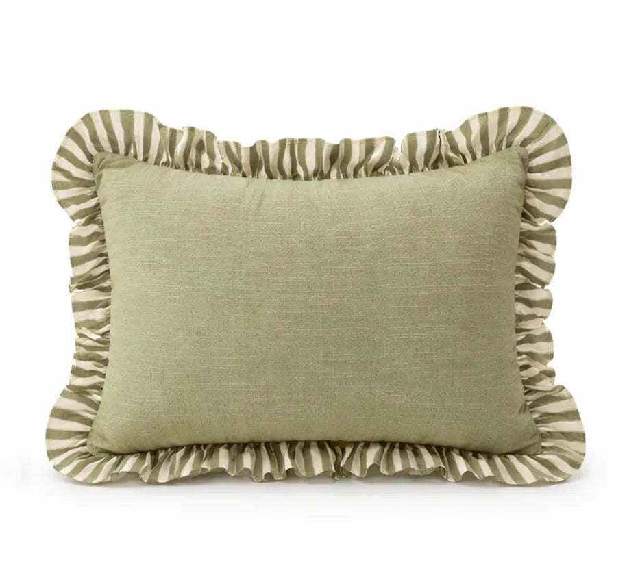 Allegria - capa de almofada retângular com babado verde