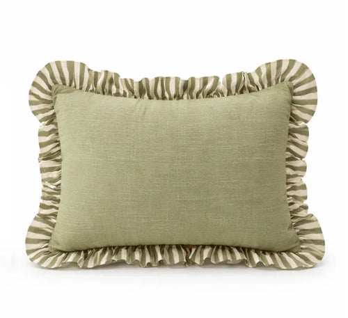 Allegria - capa de almofada retângular com babado verde