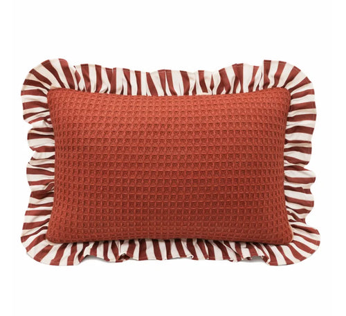Allegria - capa de almofada retângular com babado vermelho