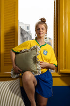 Allegria - capa de almofada retângular com babado verde