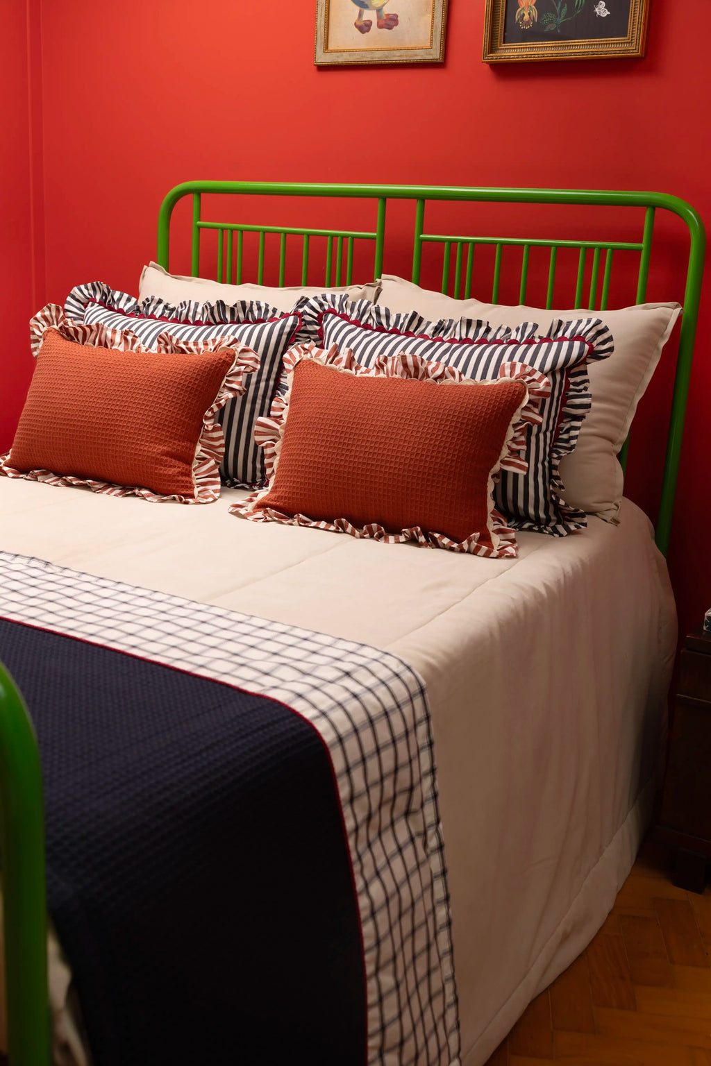 Allegria - conjunto de capa de travesseiros e peseira azul marinho