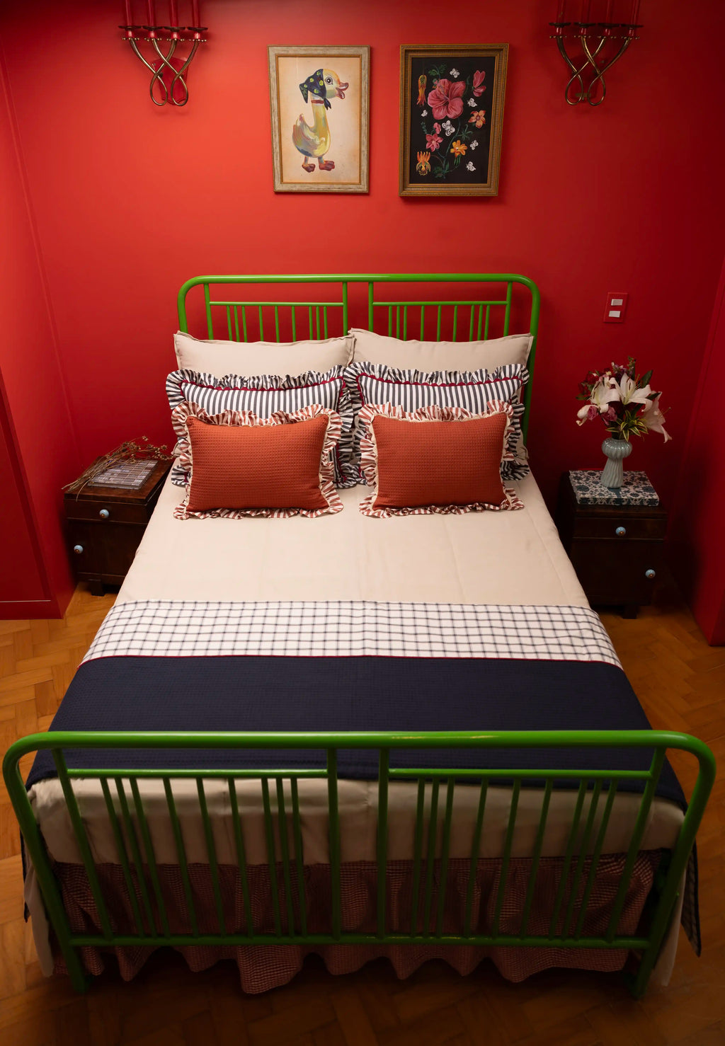 Allegria - conjunto de capa de travesseiros e peseira azul marinho