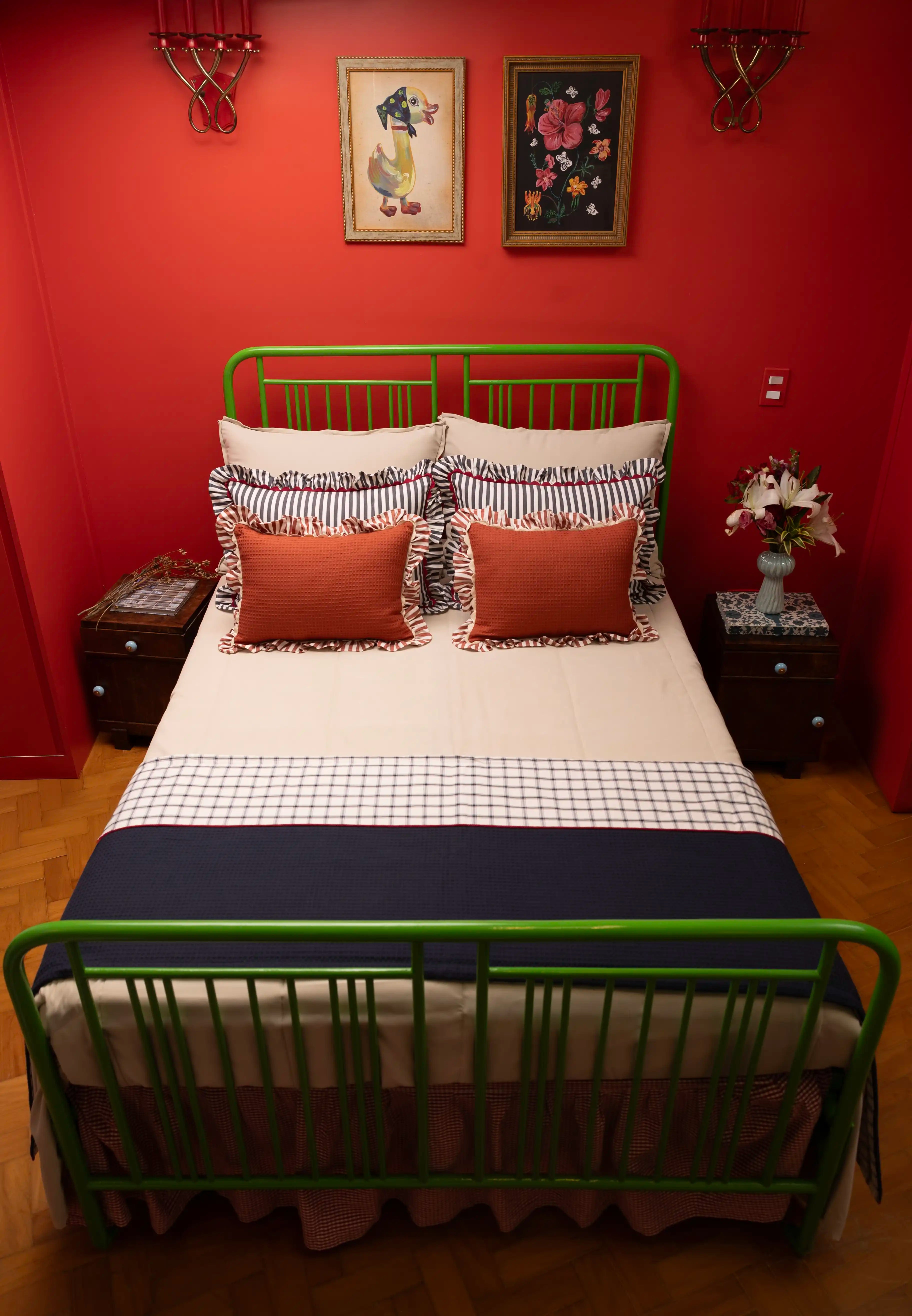 Allegria - conjunto de capa de travesseiros e peseira azul marinho