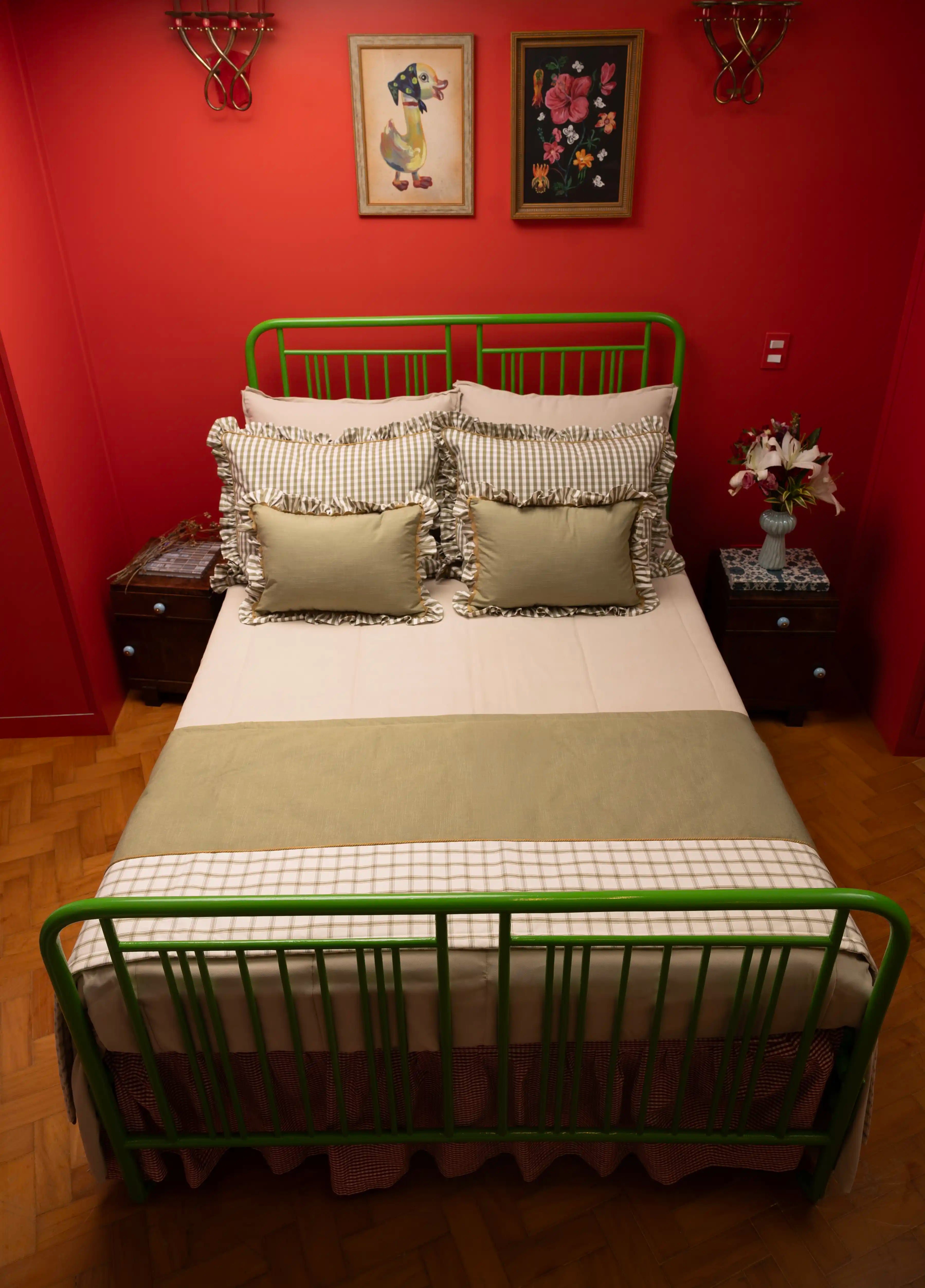 Allegria - conjunto de capa de travesseiros e peseira verde