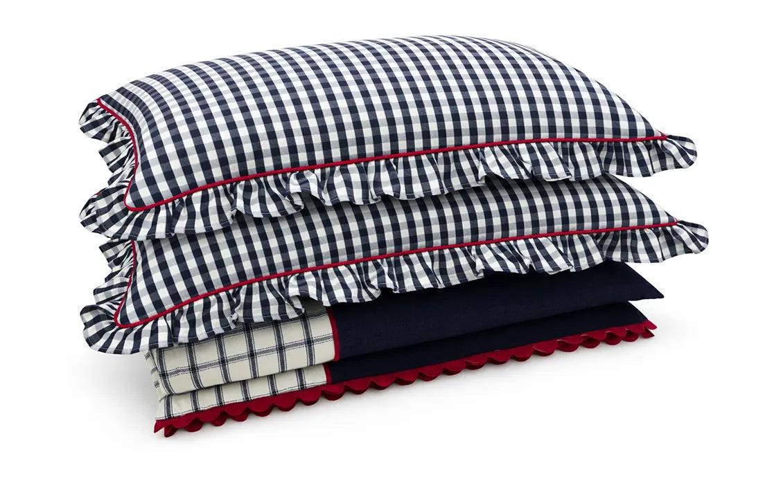 Allegria - conjunto de capa de travesseiros e peseira azul marinho