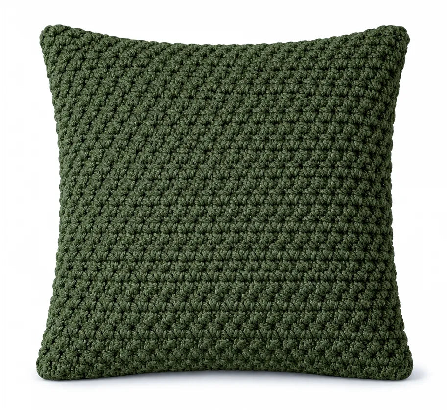 Offline - capa de almofada crochê verde